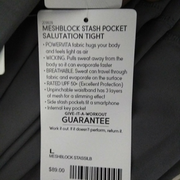 NWT ATHLETA MESHBLOCK STASH POCKET SALUTATION PANT - Picture 3 of 3